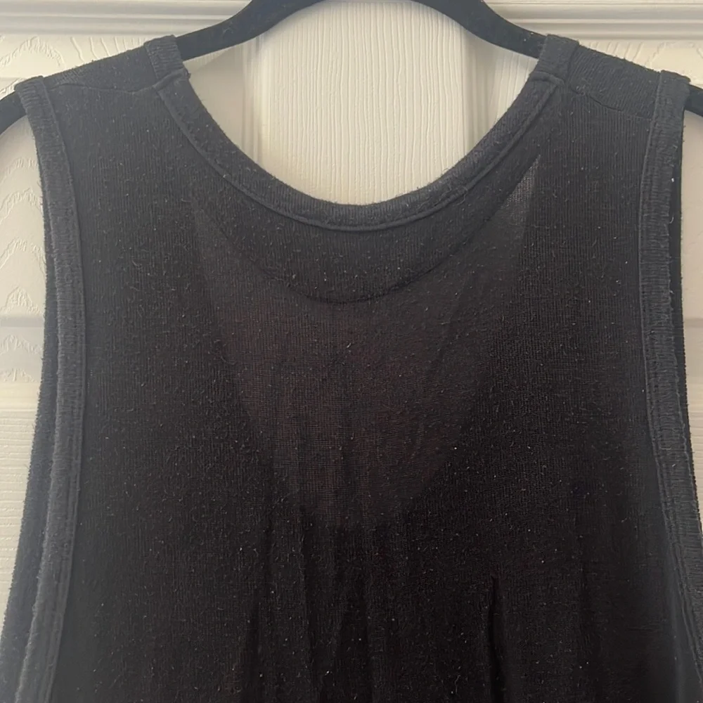 Free People Exposed Sides Soft Black Slouchy Tank Top